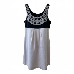 Banana Republic Black and Beige Button Embellished Dress